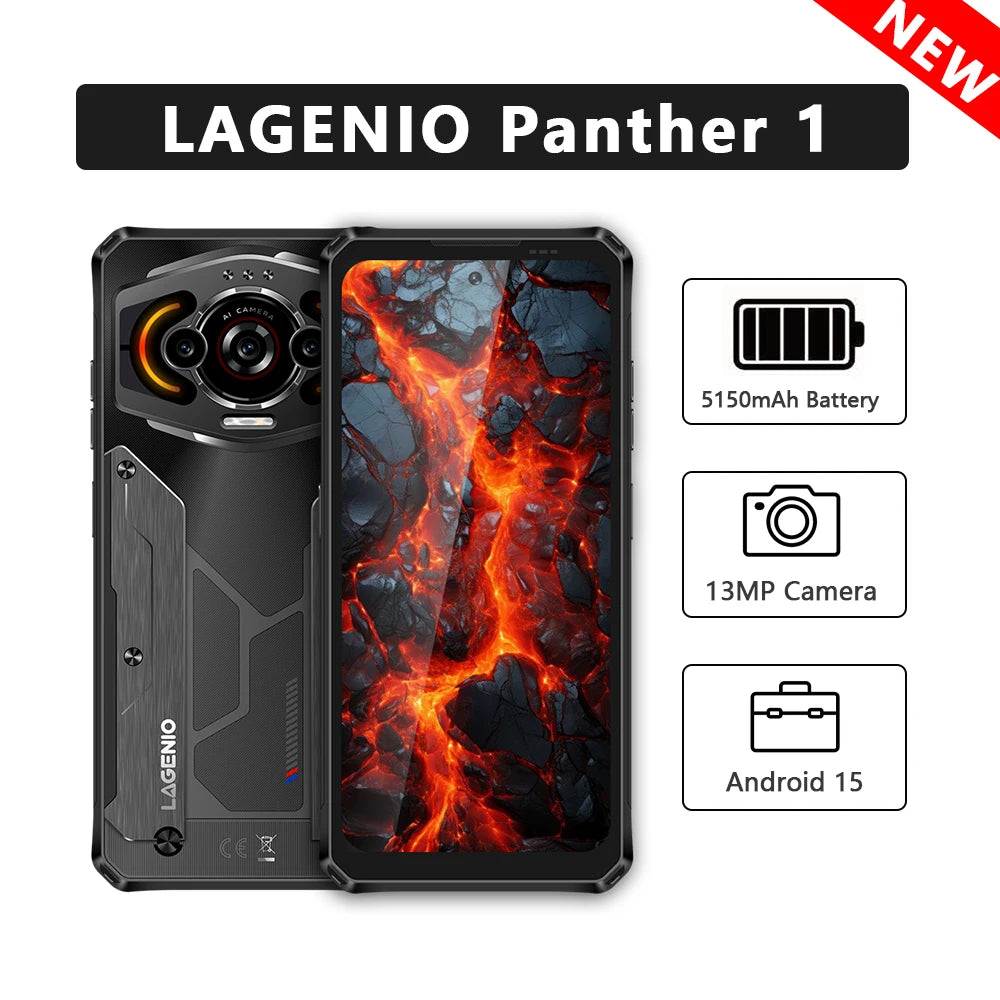 LAGENIO Panther 1 Ultra-thin Smartphone 6.7" HD 4+128GB Rugged Mobile Phone 13MP 5150mAh 4G Cellphone Android 15 Fingerprint NFC