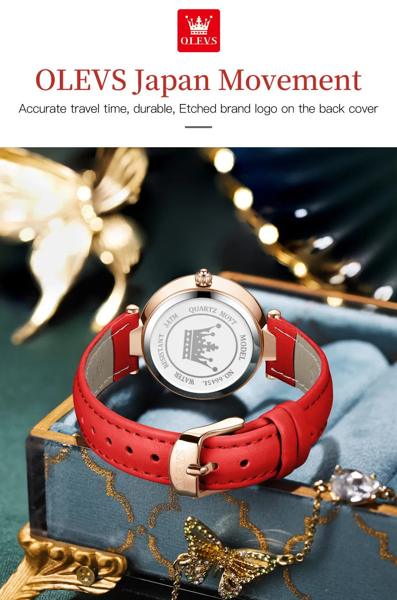 OLEVS Brand watch fashion diamond-encrusted outer ring ladies quartz watch waterproof watch 6645 SwiftNest