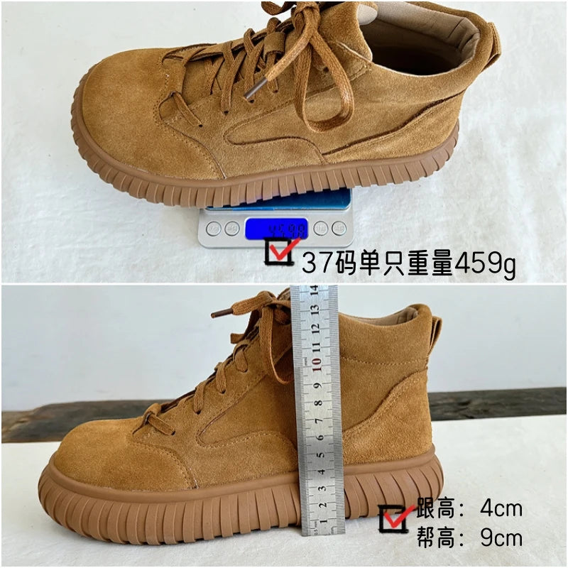 Careaymade-Wide Head Genuine Leather Women's Boots comfortable soft sole thick sole Boken warm Ankle Boots workwear short boots