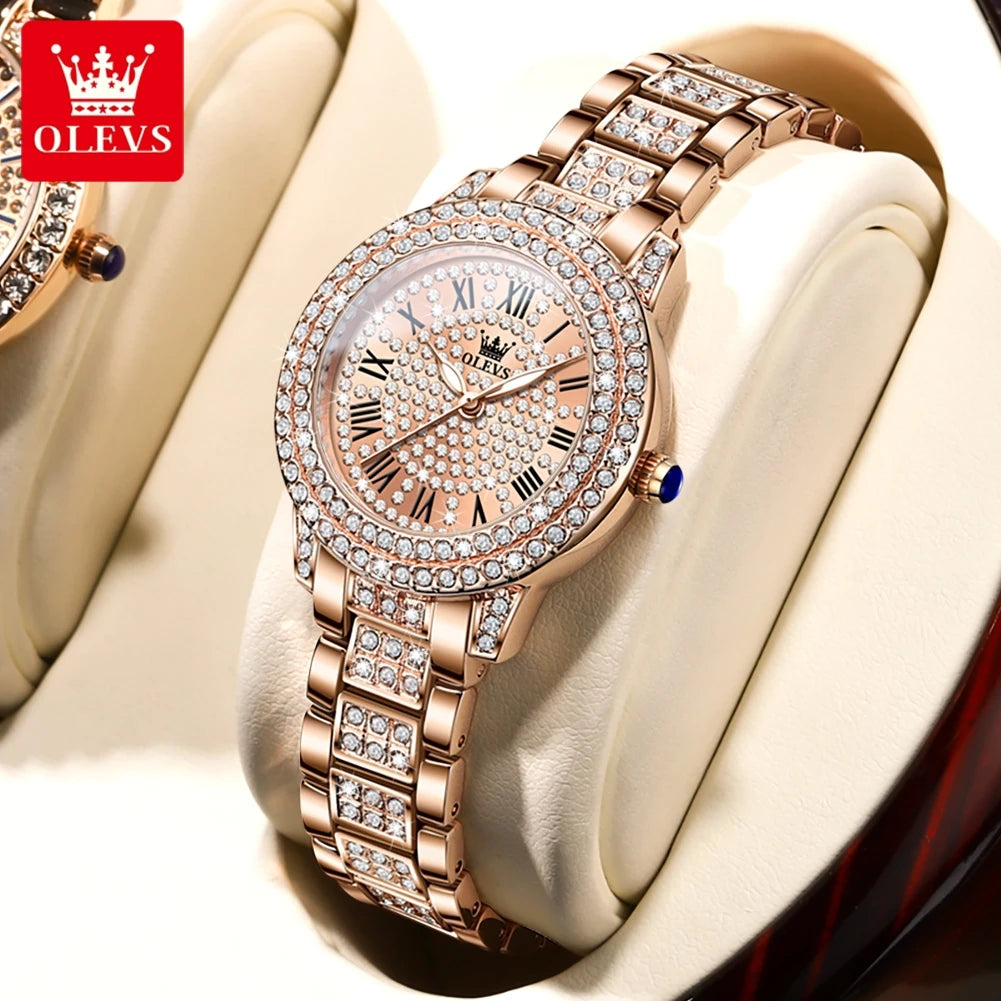 OLEVS 9943 Luxury Elegant Women's Watches Full Diamond Dial Waterproof Fashion Quartz Watch for Ladies Original Authentication SwiftNest
