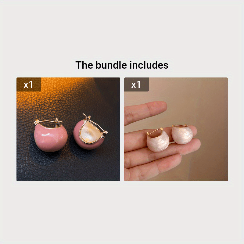 Chunky Enamel Hoop Earrings Simple Japanese / Korean Style Copper 18K Gold Plated Jewelry Trendy Female Gift