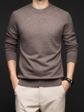 Mens Casual Solid-Color Crew-Neck Thermal Knit Base Layer Top
