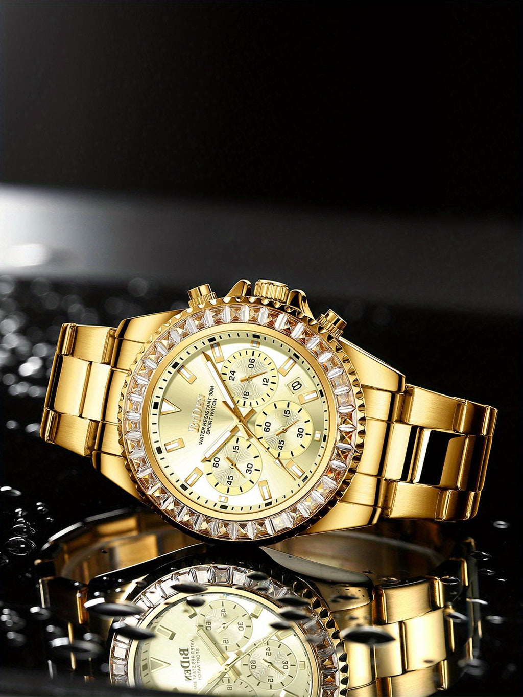 ساعة كوارتز كرونوغراف للرجال بسوار من الفولاذ المقاوم للصدأ ومقاومة للماء وتاريخ اليوم، ساعات يد كاجوال للأعمال