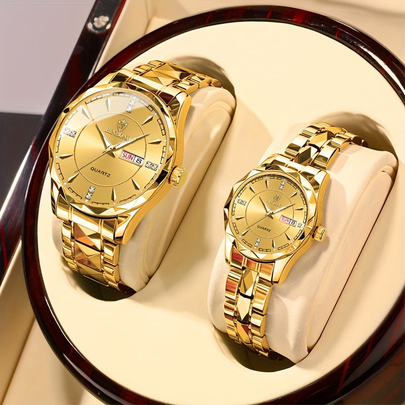 2pcs/set, Business Double Calendar Waterproof Men's Watches Set, Valentine's Day Gift