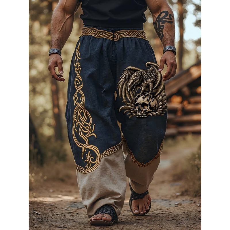 Mens Casual Stylish Loose-fitting Wide-leg Pants
