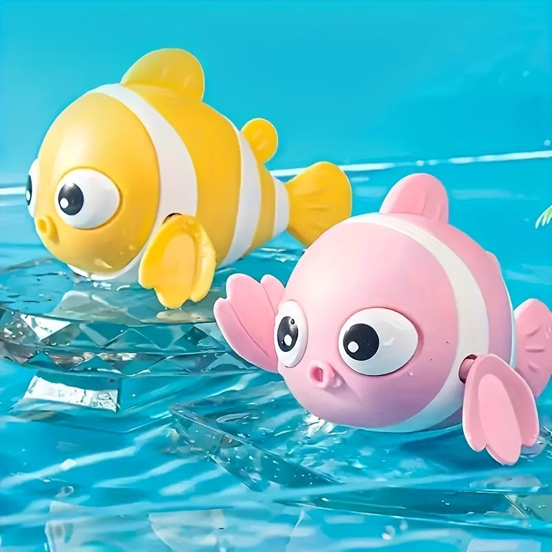 3 Packs Floating Kids Bath Toy: Wind-Up Swimming Clown Fish Floating Water Toy Clockwork Bathtub Toys for Kids, Cute Pool Toys for Christmas Gifts, Random Color