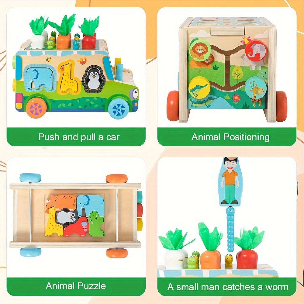 Montessori Wooden Shape Sorting Toys for Kids: Farm Animals & Vegetables Blocks, Educational Gift for 3-5 Year Olds