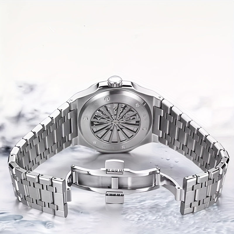 I&W CARNIVAL Men's Automatic Mechanical Watches, Waterproof Strong Luminous Full Steel Auto Date Watch