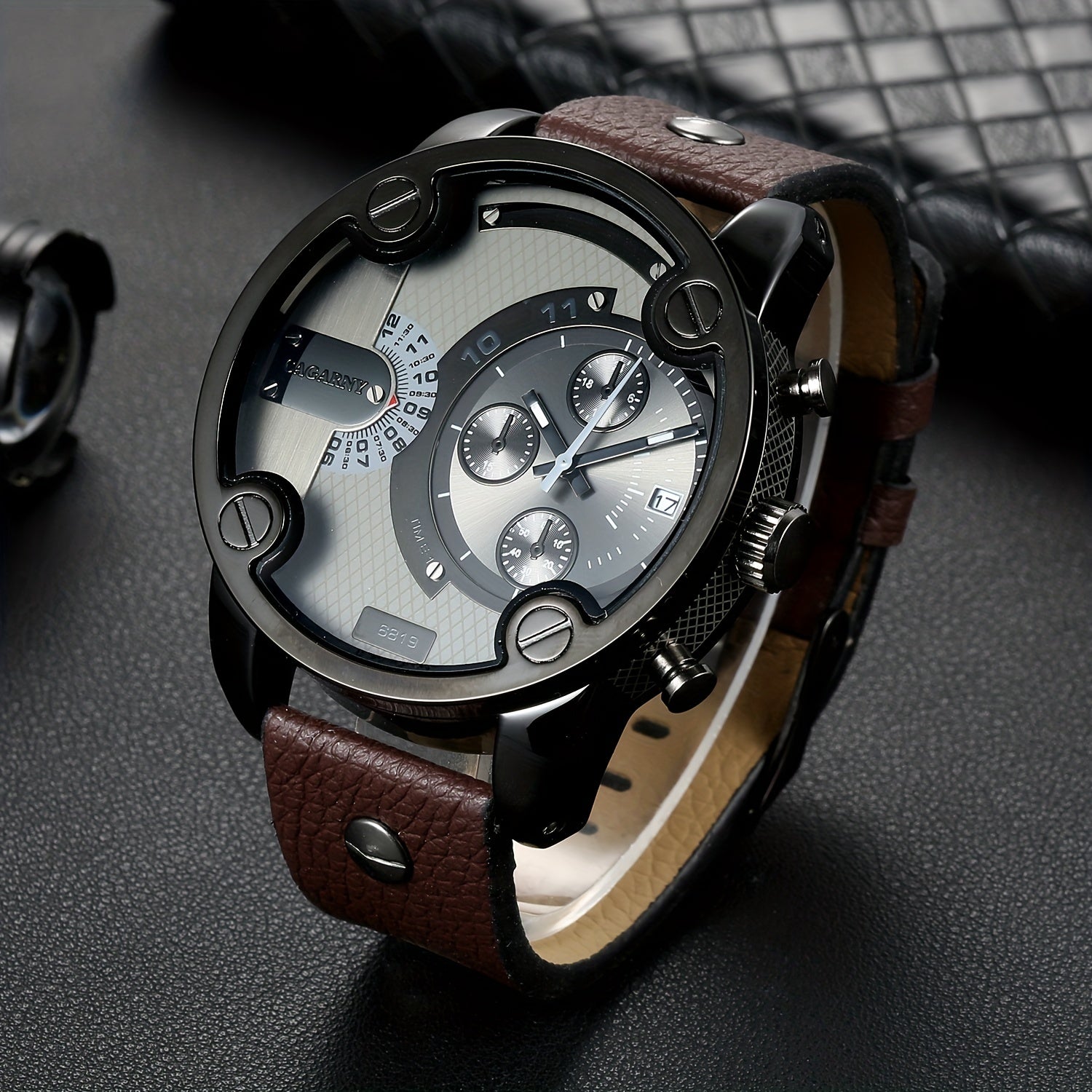 Large Dial Men's Watch - Wrist Watches with Fashion Casual Design, PU Leather Strap, Date Function, Ideal Gift for Him