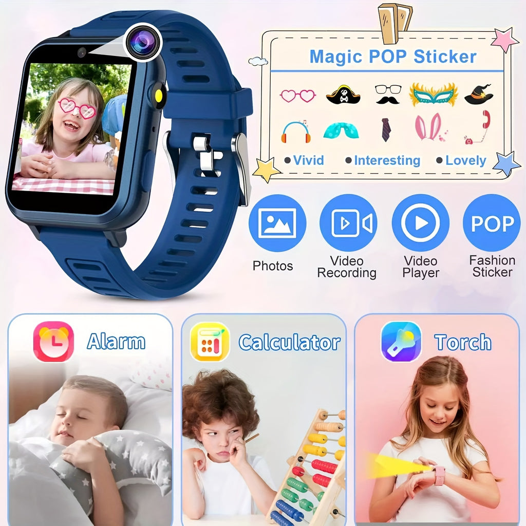 Teenagers Game Smart Watch With 24 Puzzle Games, HD Touch Screen Camera, Music Player, Pedometer Alarm Clock, Calculator Flashlight 12/24 Hr Students Watches, Gift For Boys Girls, Fitness Tracker Watch