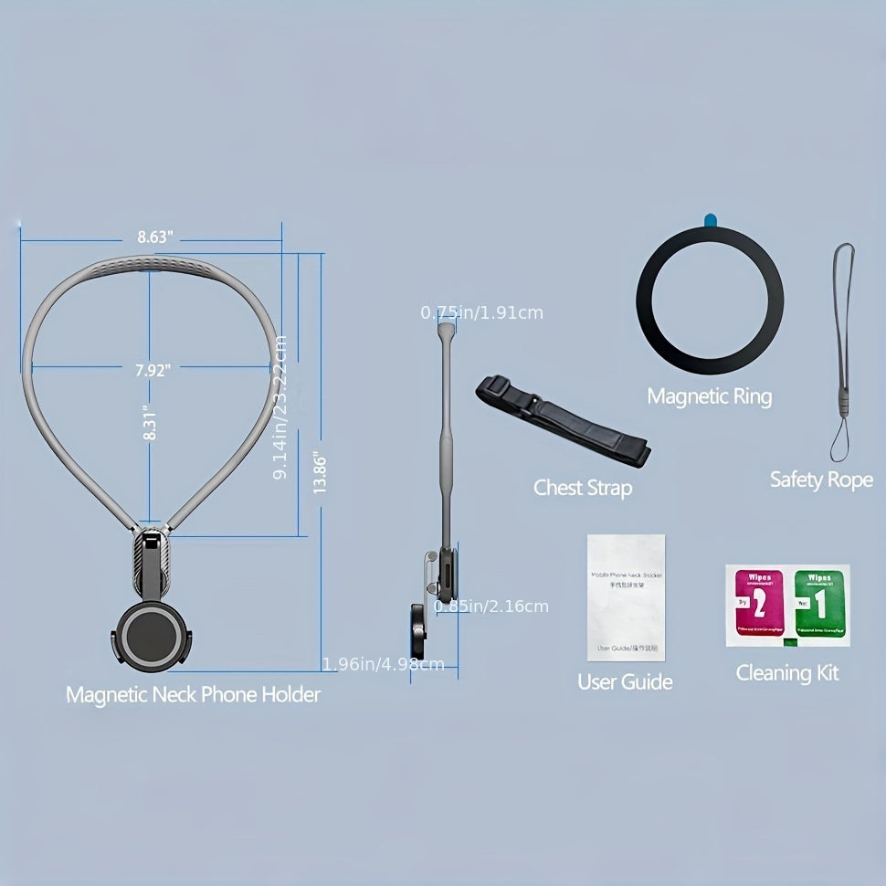 Universal Neck Mount for Phones - Hands-Free POV/Vlog Selfie Holder with Chest Strap for iPhone 15, 14, 13, 12 Series & Android Phones