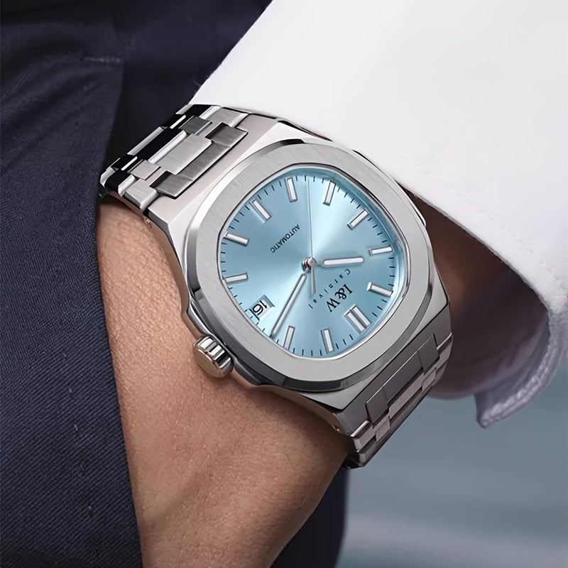 I&W CARNIVAL Men's Automatic Mechanical Watches, Waterproof Strong Luminous Full Steel Auto Date Watch