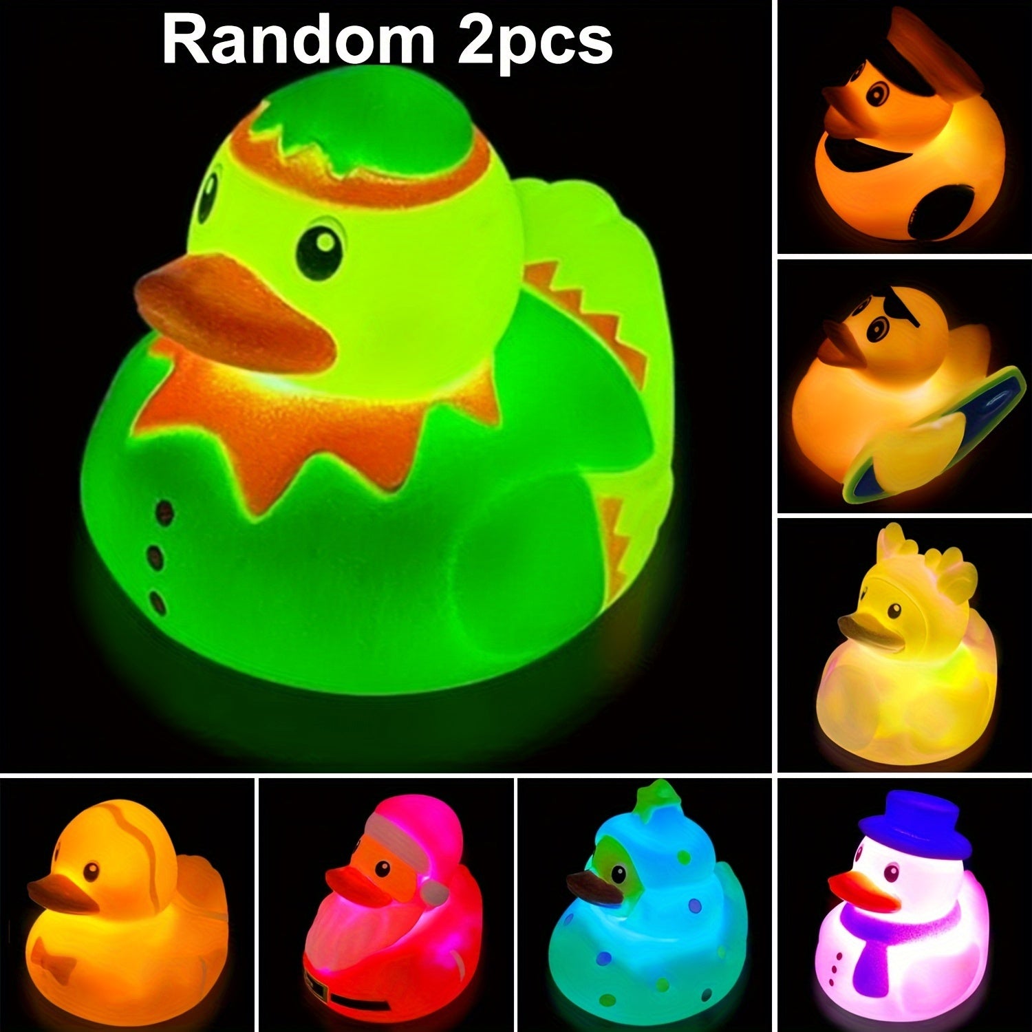 Christmas Light Up Ducks Bath Toys for Kids Toddlers Boys Girls as Stocking Stuffers Party Favors Gifts