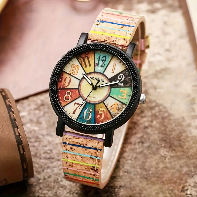 ساعات كوارتز للنساء، ساعة يد خشبية، مؤشر سبائك، مجموعة مجوهرات، هدية رائعة للصديقة