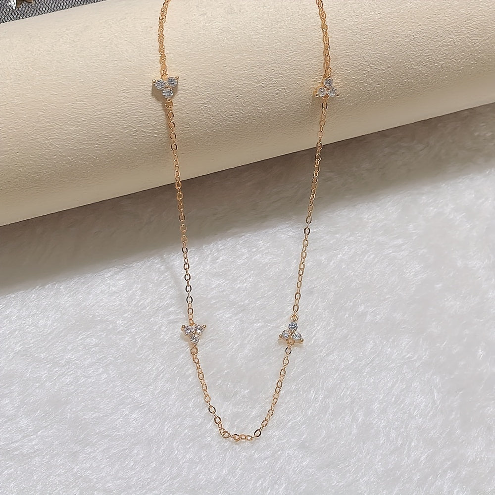 18K Plated Inlaid Small Zircon Chain Fashionable Minimalist Necklace Women's Daily Wear Neck Jewelry Accessories