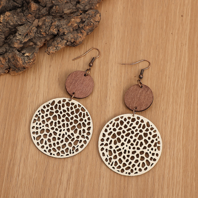Hollow Out Round Drop Earrings Bohemian Vintage Earrings Jewelry Gift Accessories For Women Fall Winter Ear Ornaments