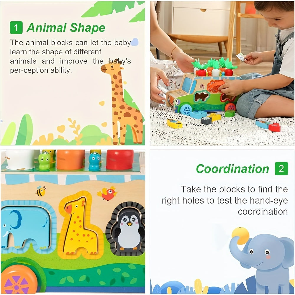 Montessori Wooden Shape Sorting Toys for Kids: Farm Animals & Vegetables Blocks, Educational Gift for 3-5 Year Olds