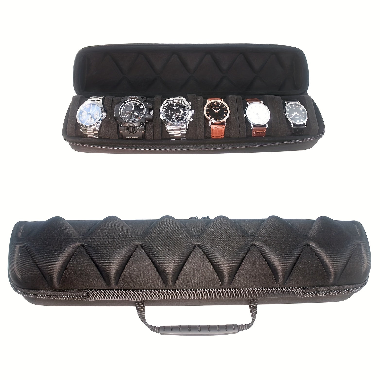 6-Watch Storage Case - Durable Hard-Shell Protection, Spacious Interior, Plush Soft Pillow - Portable Travel Case for Watches, Ideal for Home Storage and Organization