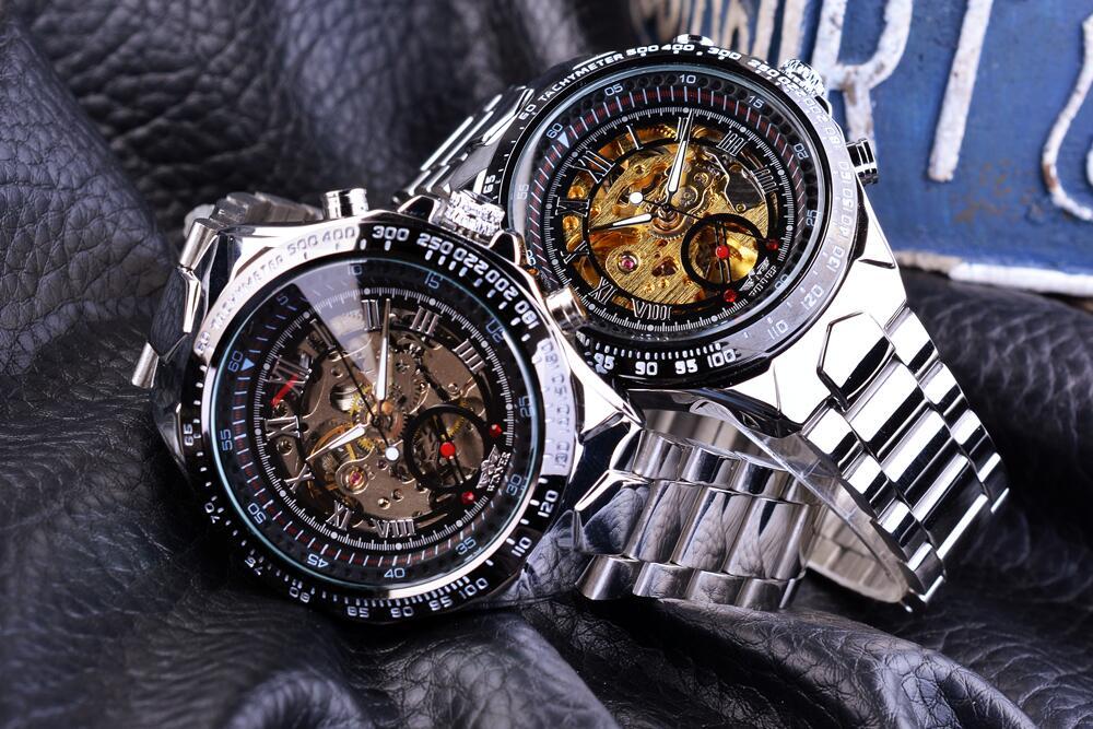 Winner Mechanical Sport Design Bezel Men's Watches, Skeleton Wristwatch, Men's Accessories