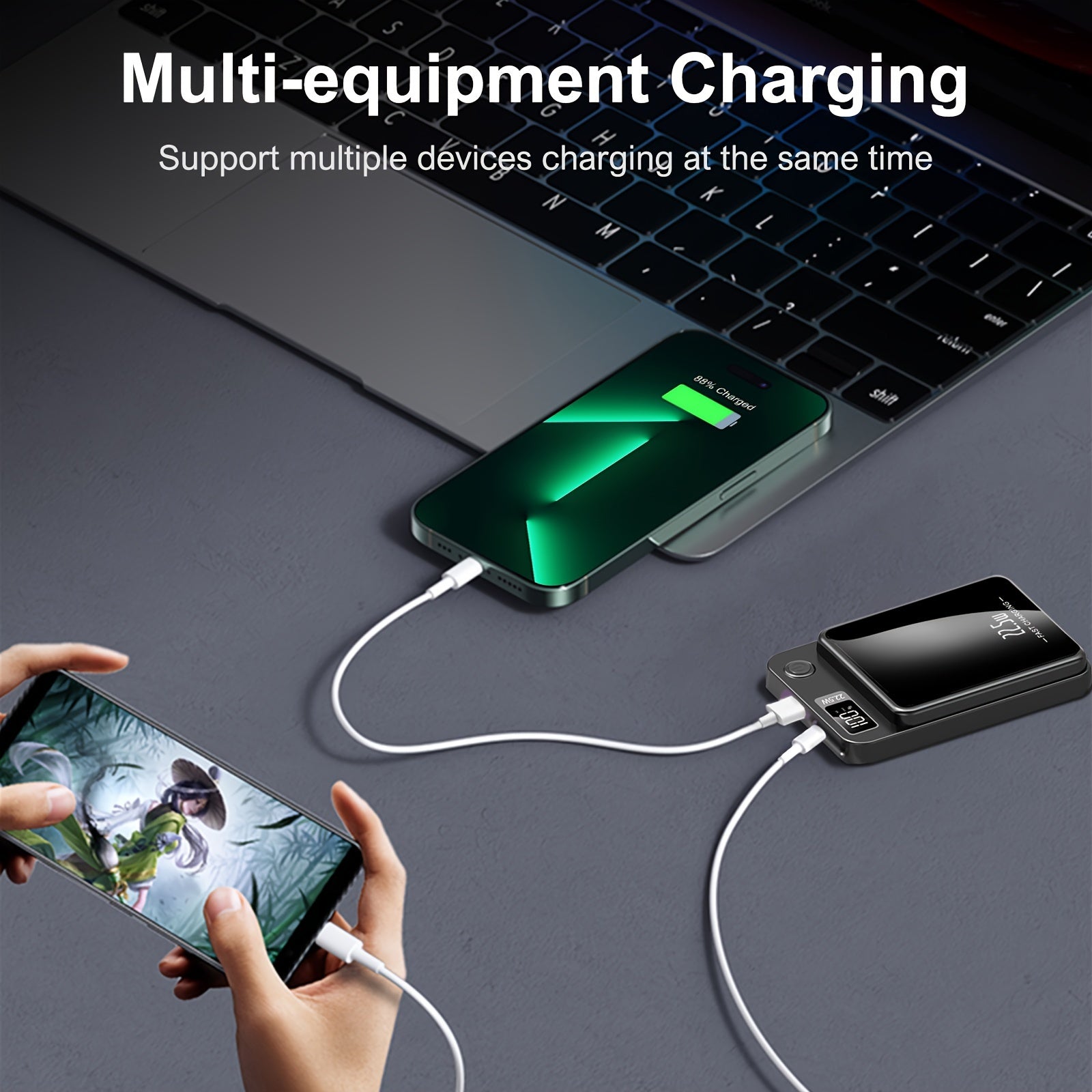 5000mAh/10000mAh High-Speed Magnetic Wireless Power Bank - Portable Charger with LED Display, 22.5W Safe Charging, Wide Compatibility, for iPhone 15 Pro/14 Max/13/12, for Android Phones, Compact And Portable, Stylish Design,