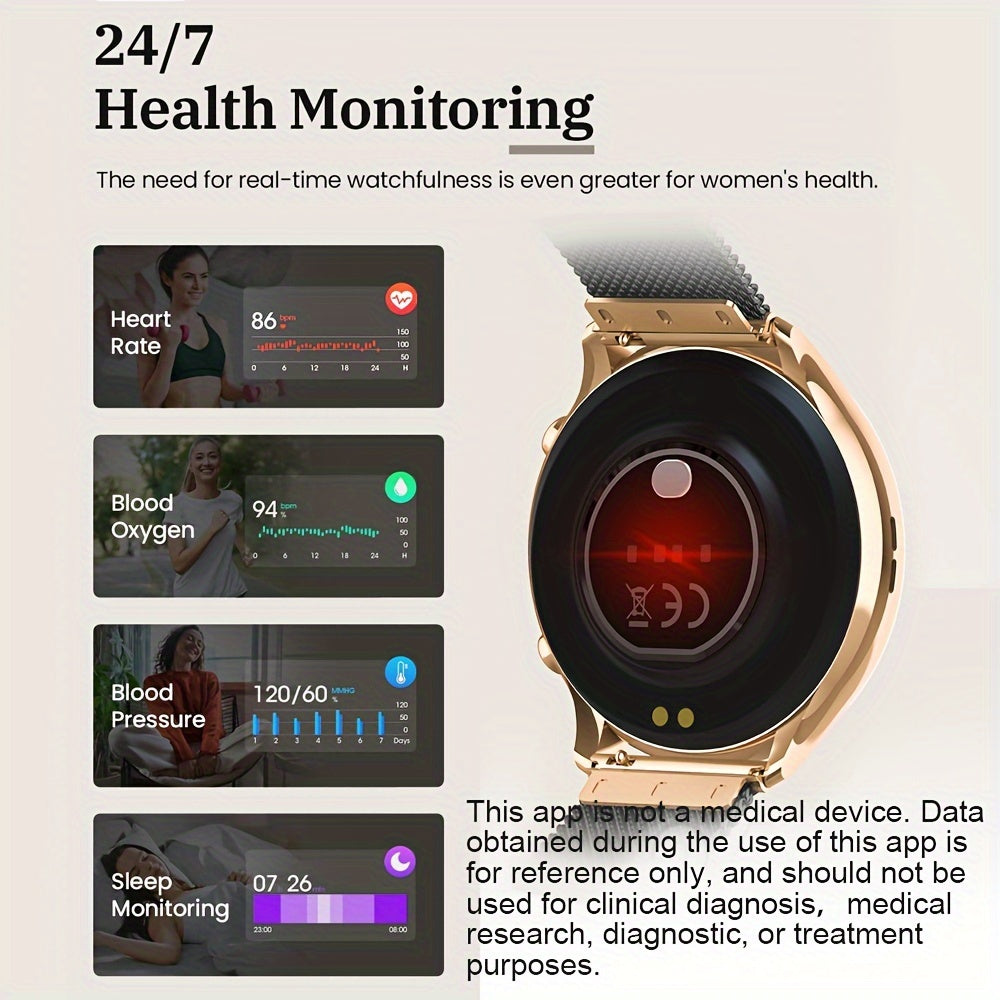 ساعات ذكية للنساء، الرد على المكالمات/إجراؤها، ساعة ذكية مقاس 1.39 بوصة، وضع رياضي لأكثر من 120 خطوة، عداد خطوات، لأجهزة أندرويد وiOS، هدية مثالية للعطلات، لعيد القديس باتريك، الموسم الدراسي، عيد البنات
