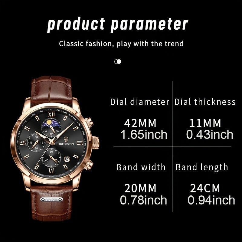 ساعة LIGE رجالية بسوار. ساعات رياضية خارجية مقاومة للماء. كرونوغراف، تقويم مضيء، كوارتز. مناسبة كهدية عيد الميلاد.