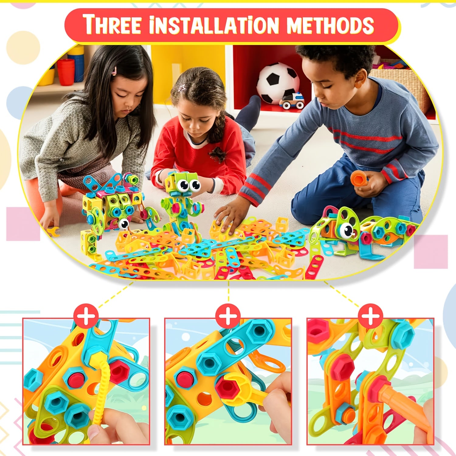 [STEM Toys] 195pcs Educational STEM Toys, Building Blocks Toys For Kids 3+ Years Old, Building Toys With Storage Box For Kids Creative Activities Games, Halloween Christmas Gifts Party Gifts For Kids