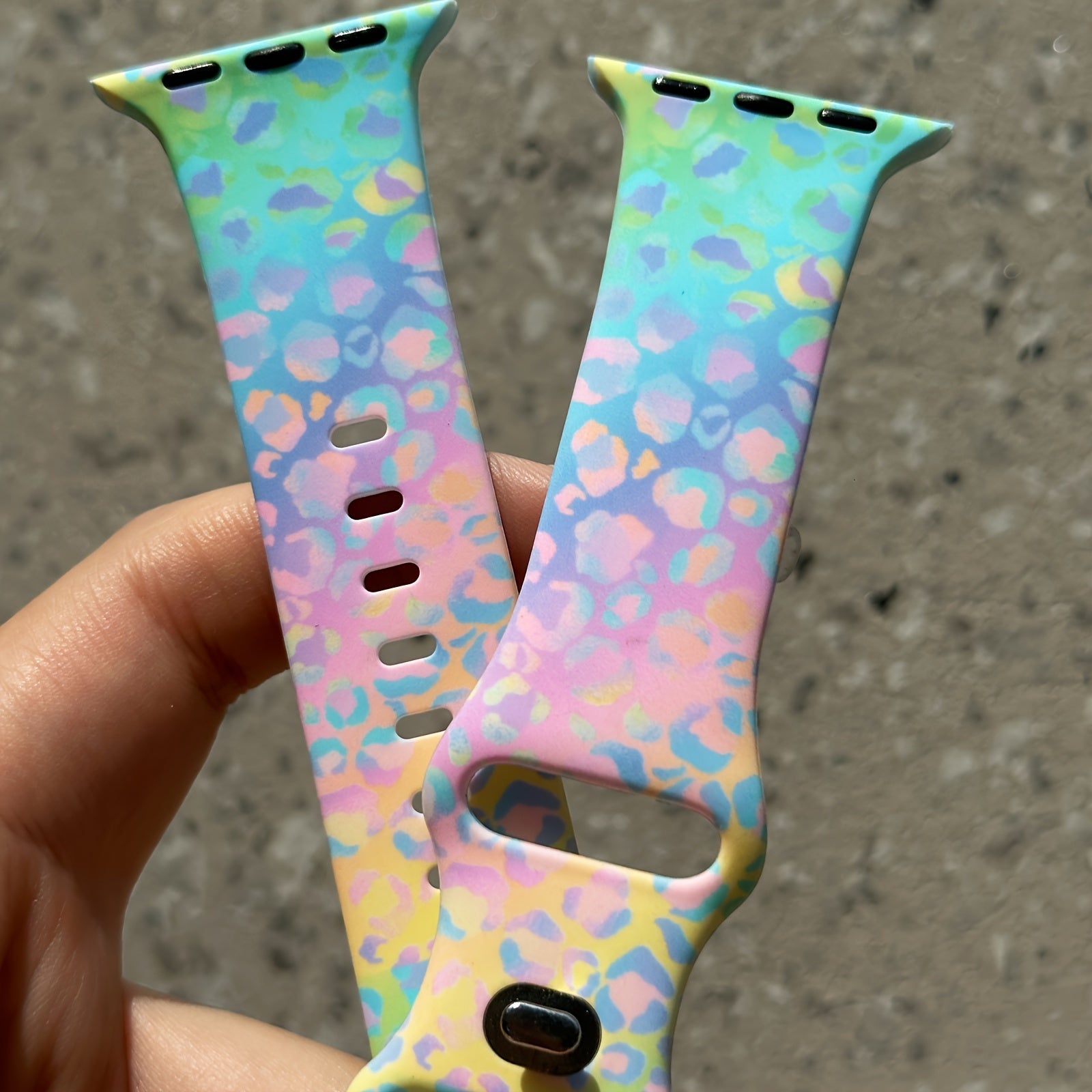 Gradient Double Sided Printed Silicone Strap For Smart Watches 38mm 40mm 41mm 42mm 44mm 45mm Tie-dye Sport Style Bracelet Band