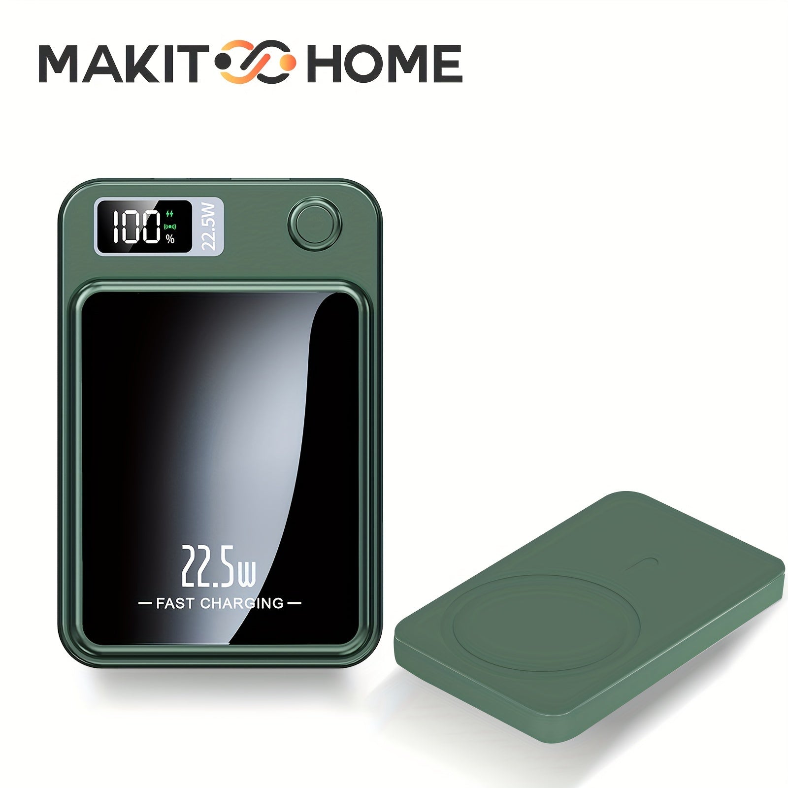 Makit Home 10000mAh Wireless Power Bank, Magnetic Portable Charger, Mini Battery Pack, 22.5W/PD20W Fast Charging, LED Power Display, And USB/Type-C Ports, for iPhone 16/15 Pro/14 Max/13/12, for Android Phones