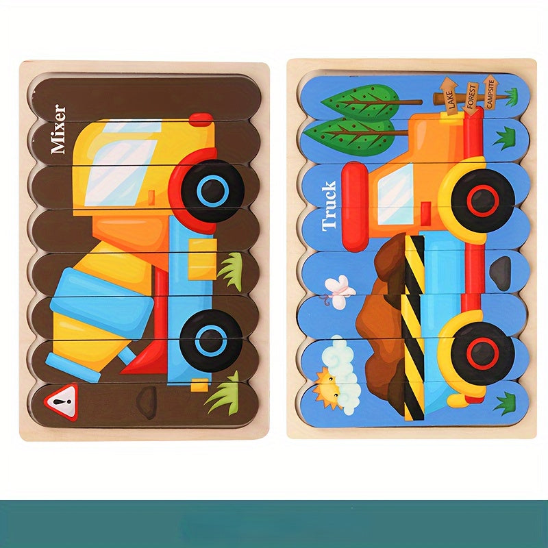 Double Sided Wooden 3D Puzzles: Educational Toys for Kids to Learn And Have Fun, Christmas And Halloween Gift!