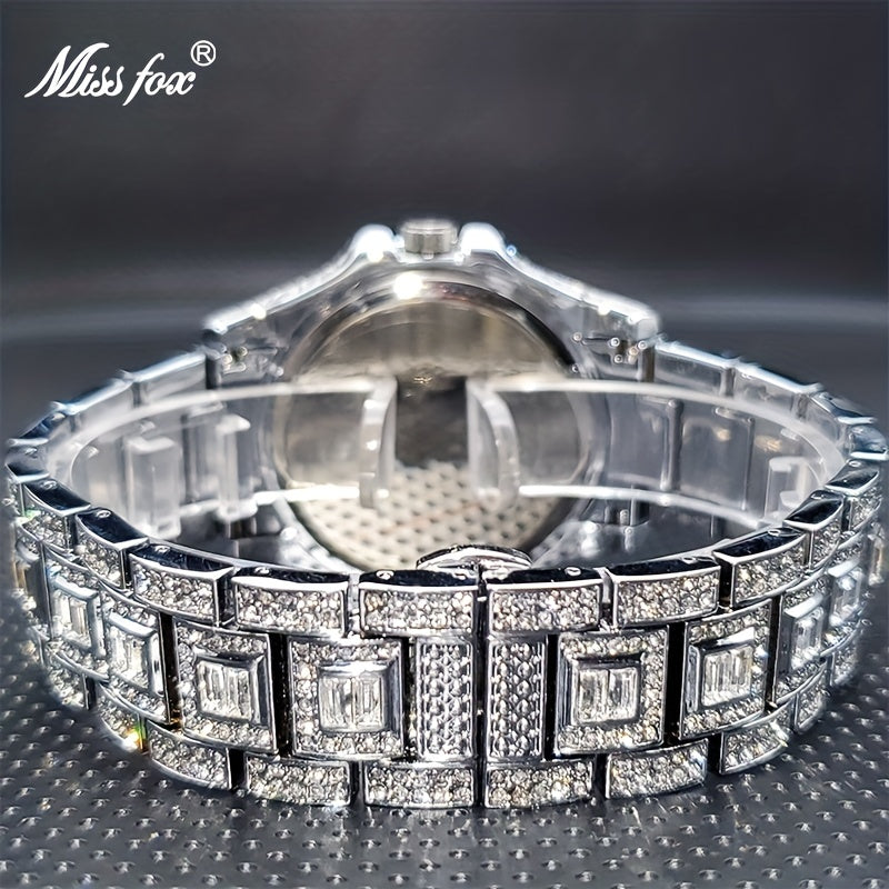 MISSFOX Fashion Faux Diamond Watches, Arabic Number Waterproof Quartz Watches For Men And Women