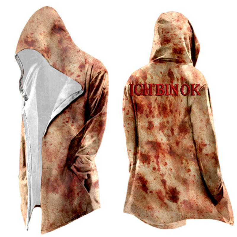 Mens Mid-Length Digital-Print Abstract Cape