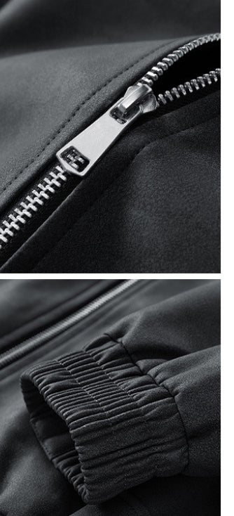 Men's Suede Couple's Windbreaker Antique Brown Lapel Jacket