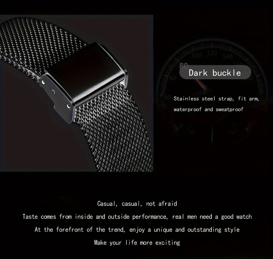 LIGE Minimalist Casual Men's Watch with Stainless Steel Mesh Belt. Leisure Fashion Men's Business Quartz Watches. Waterproof Calendar Wristwatch. Suitable for Gifts to Men.