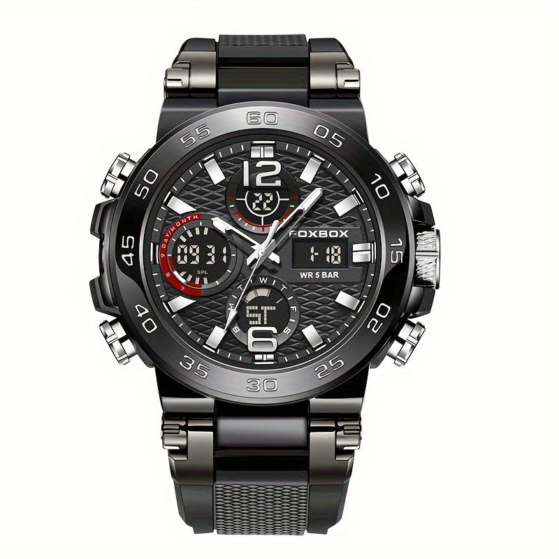 Fashion Casual Men's Watch with Multiple Color Choices. Electronic Dual Display Glowing Multi-Functional Chronograph Watches. Suitable for outdoor camping