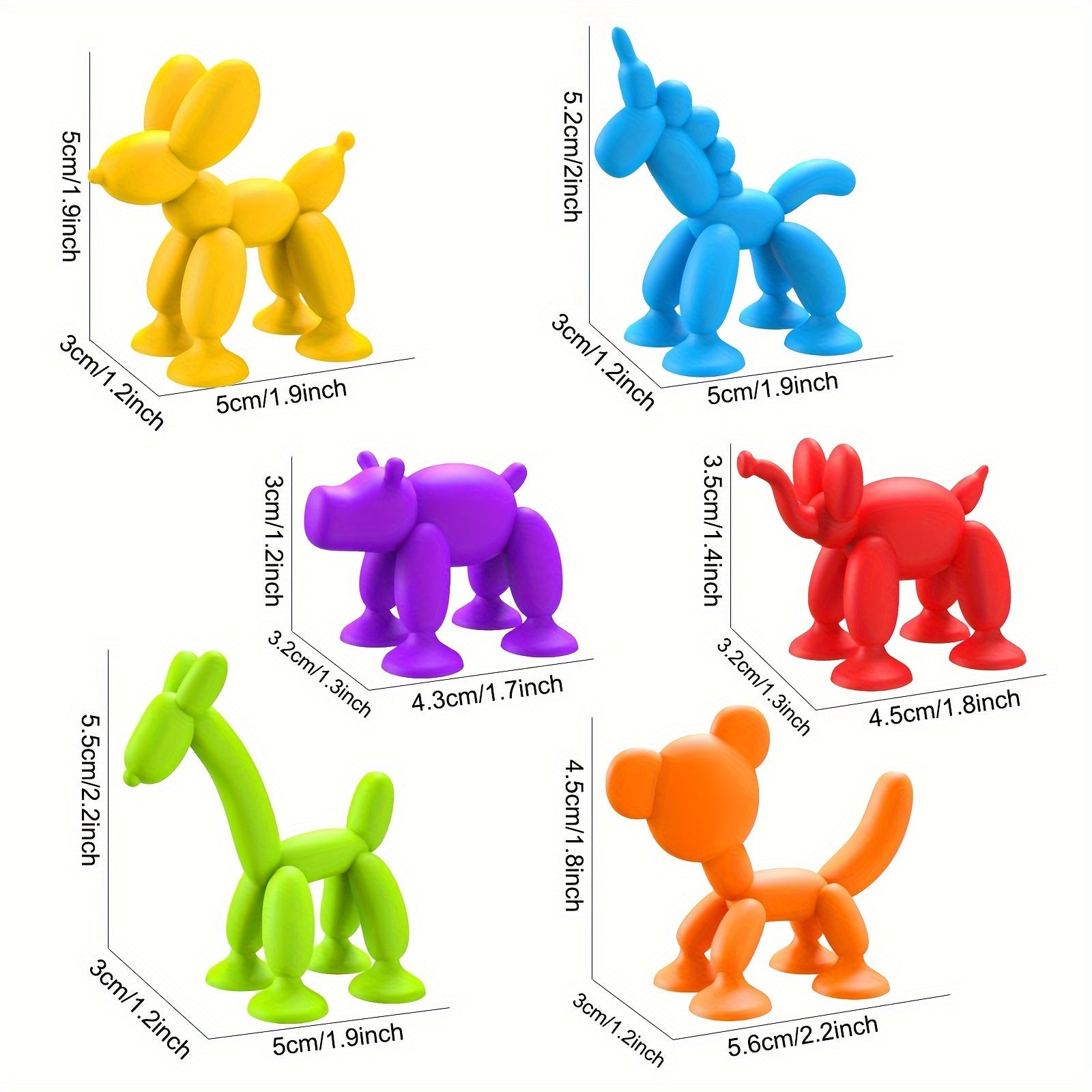 [6-Pack Suction Cup Animal Toys] 6-Pack Silicone Suction Cup Animal Toys for Kids - Non-Toxic, BPA-Free, Sensory Play & Travel-Friendly - Ideal for Birthday, Easter, Christmas Gifts - Assorted Colors