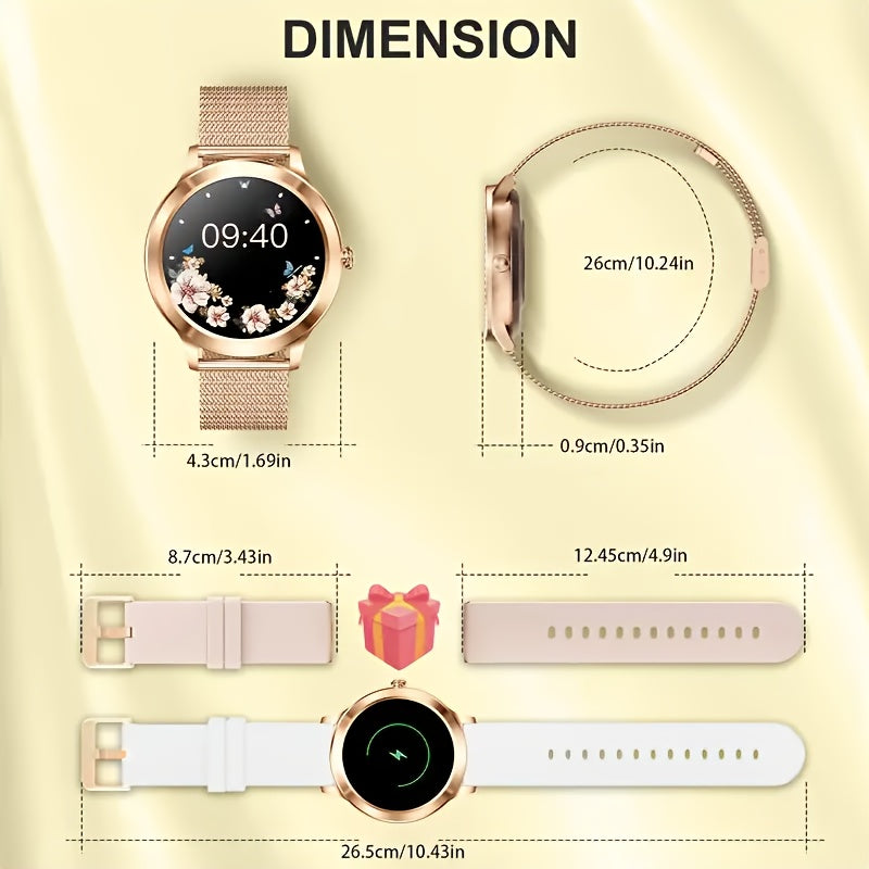 Smart Watch Gift for Women 1.32 inch Full Touch Screen Smart Call Watch with Answer and Make Call for iPhone and Android Phones  Message Push Fitness Tracking Watch Pedometer  Distance  Calories  Sports Modes Sports Smart Bra