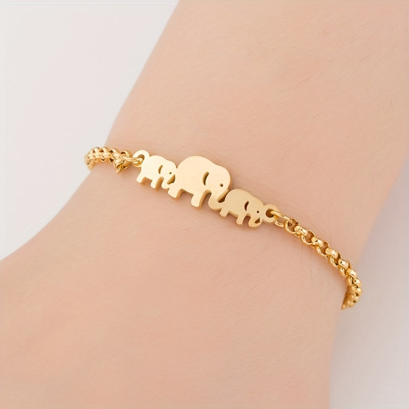 Stainless Steel Animal Elephant Family Chain Bracelets For Woman Jewelry Mother's Day Holiday Birthday Gifts