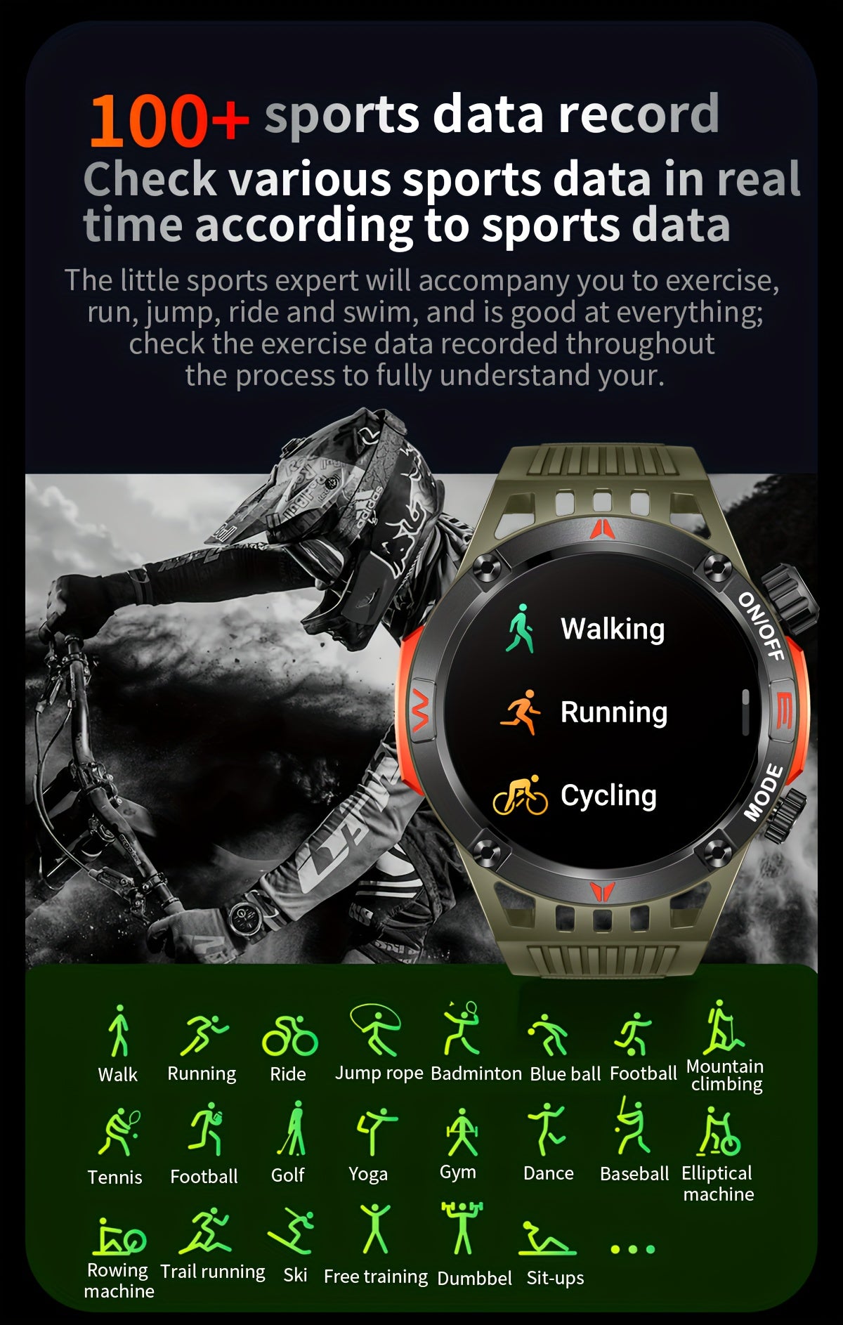 ساعة ذكية QTLJJBY لاسلكية للرد على المكالمات وSOS ساعة رياضية خارجية LED IP68 بوصلة متتبع اللياقة البدنية عداد الخطوات شاشة عرض رسائل الوسائط المتعددة، مناسبة للهواتف المحمولة، ساعات ذكية للرجال والنساء كهدية