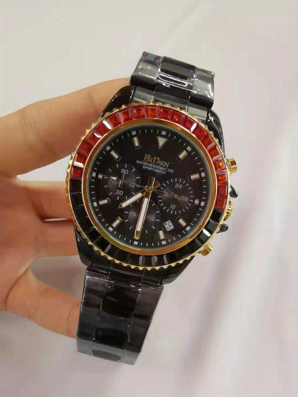 ساعة كوارتز كرونوغراف للرجال بسوار من الفولاذ المقاوم للصدأ ومقاومة للماء وتاريخ اليوم، ساعات يد كاجوال للأعمال