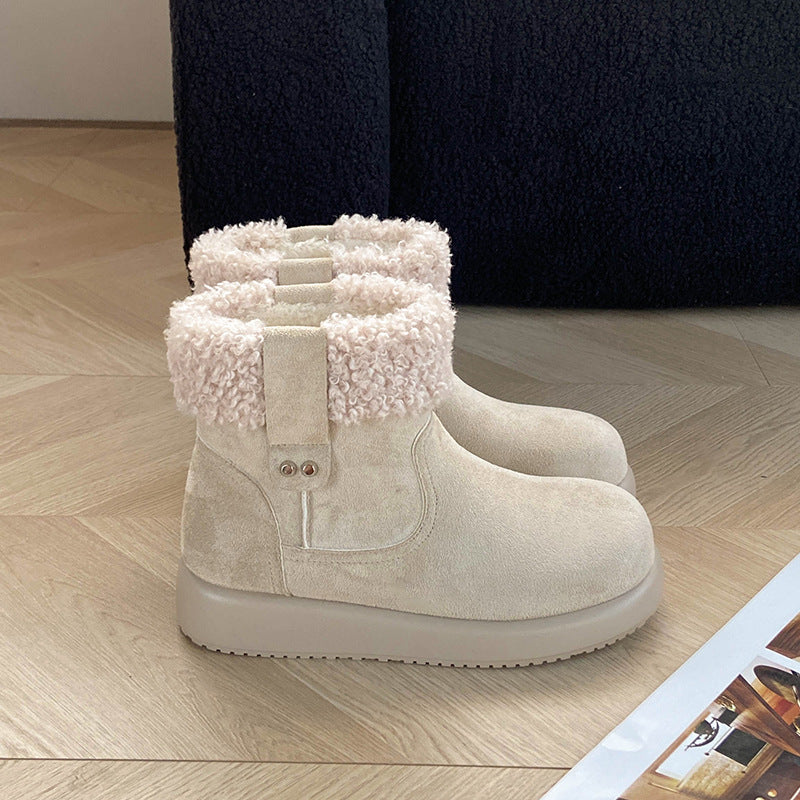 Womens Retro Warm Fuzzy Cotton Shoes