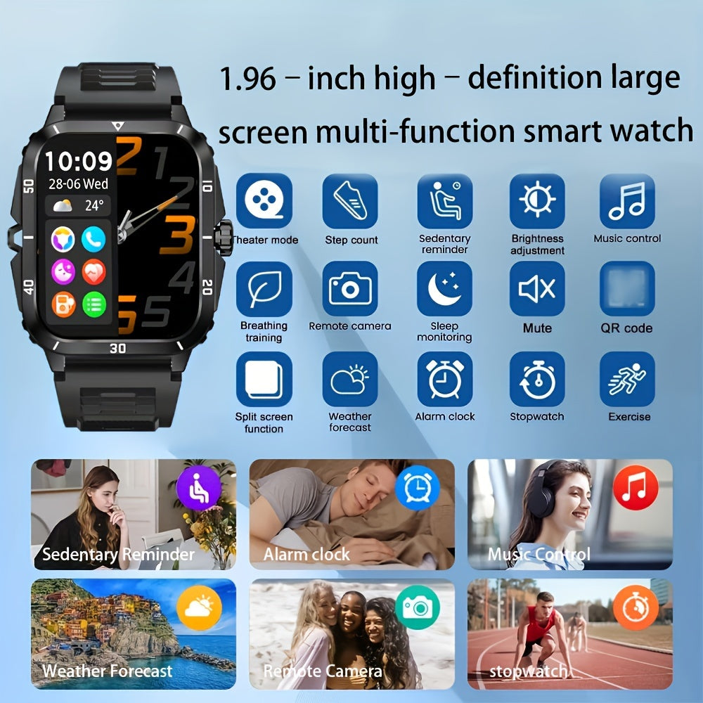 Stylish Multi-Function Smart Watch - Wrist Watches with 1.96" HD Display, 3ATM Waterproof, Wireless Call, Multi Sports Modes, Period Reminder, Weather Forecast, Sleep Monitoring, Sports Pedometer for Android and IOS Devices