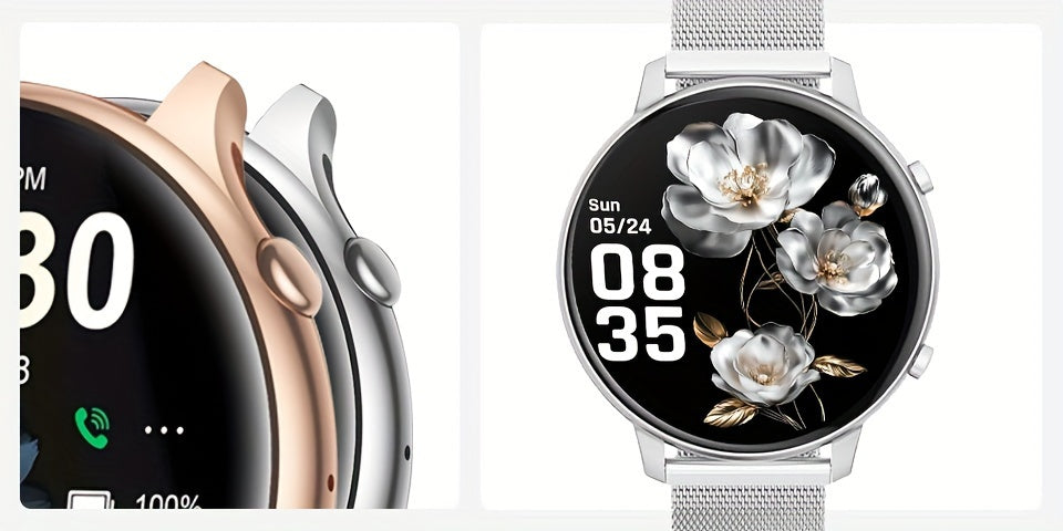 ساعات ذكية للنساء، الرد على المكالمات/إجراؤها، ساعة ذكية مقاس 1.39 بوصة، وضع رياضي لأكثر من 120 خطوة، عداد خطوات، لأجهزة أندرويد وiOS، هدية مثالية للعطلات، لعيد القديس باتريك، الموسم الدراسي، عيد البنات