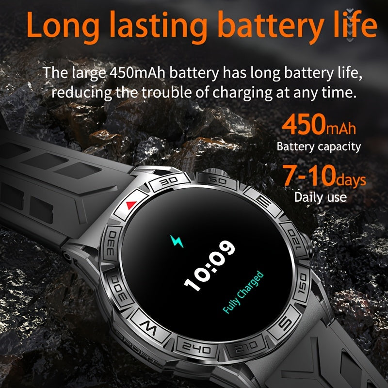 2024 New Outdoor Sport Smart Watch Men Women 1.43" AMOLED 450mAh Battery Wireless Calls SMS Notification Monitoring GPS Track+Altitude+Barometric Pressure+Compass+Flashlight Smart Watches For Android Iphone