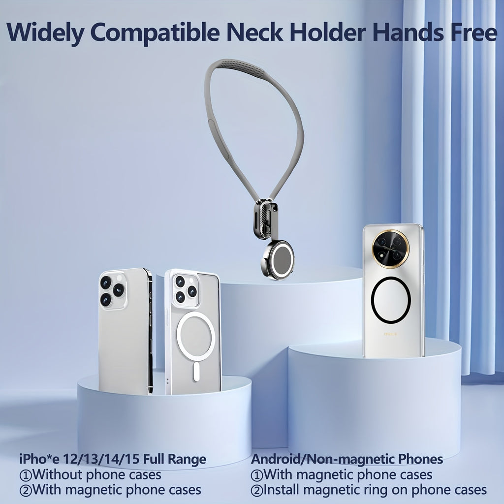 Universal Neck Mount for Phones - Hands-Free POV/Vlog Selfie Holder with Chest Strap for iPhone 15, 14, 13, 12 Series & Android Phones