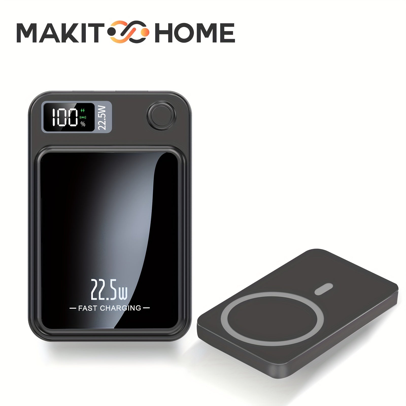 Makit Home 10000mAh Wireless Power Bank, Magnetic Portable Charger, Mini Battery Pack, 22.5W/PD20W Fast Charging, LED Power Display, And USB/Type-C Ports, for iPhone 16/15 Pro/14 Max/13/12, for Android Phones