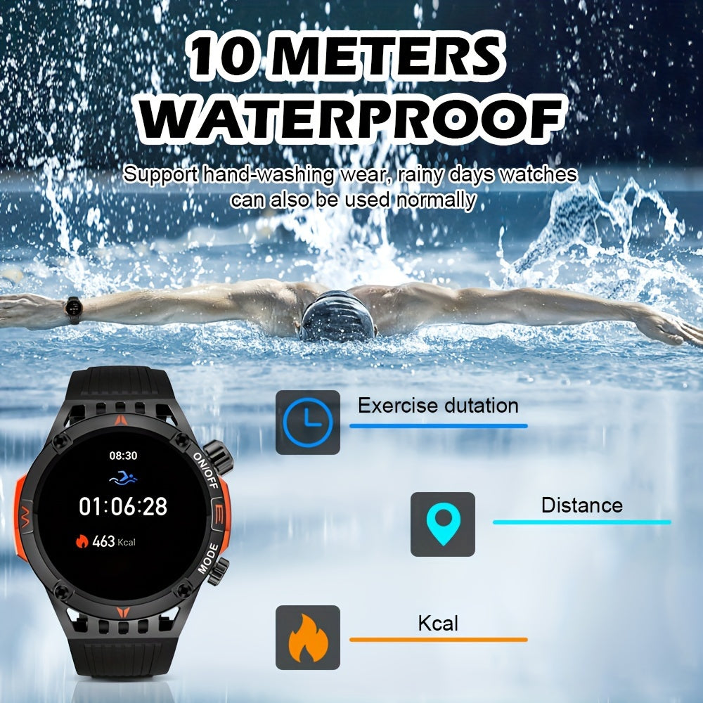 Military Smart Watch For Men Answer/Make Call, Outdoor Waterproof Tactical Sports Smartwatch With LED Flashlight Compass, Sleep Monitor Fitness Tracker Watches For IP Android Phone