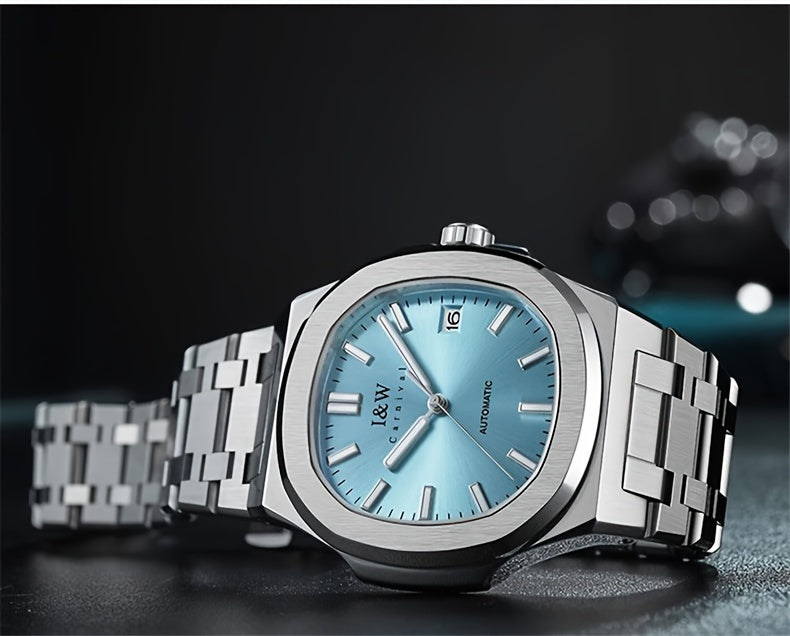 I&W CARNIVAL Men's Automatic Mechanical Watches, Waterproof Strong Luminous Full Steel Auto Date Watch