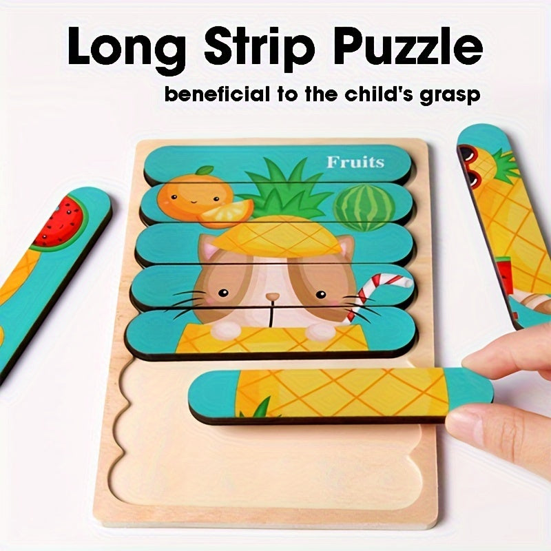 Double Sided Wooden 3D Puzzles: Educational Toys for Kids to Learn And Have Fun, Christmas And Halloween Gift!