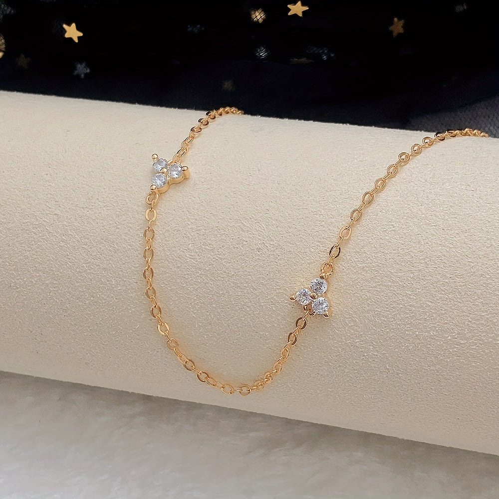 18K Plated Inlaid Small Zircon Chain Fashionable Minimalist Necklace Women's Daily Wear Neck Jewelry Accessories